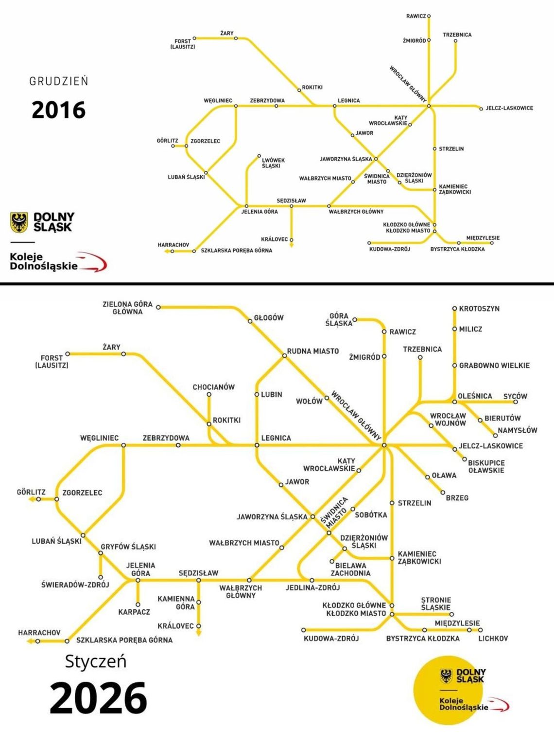 Koleje Dolnośląskie 10 lat później. Jak zmieniła się sieć połączeń? Koleje Dolnośląskie 10 lat później. Jak zmieniła się sieć połączeń?